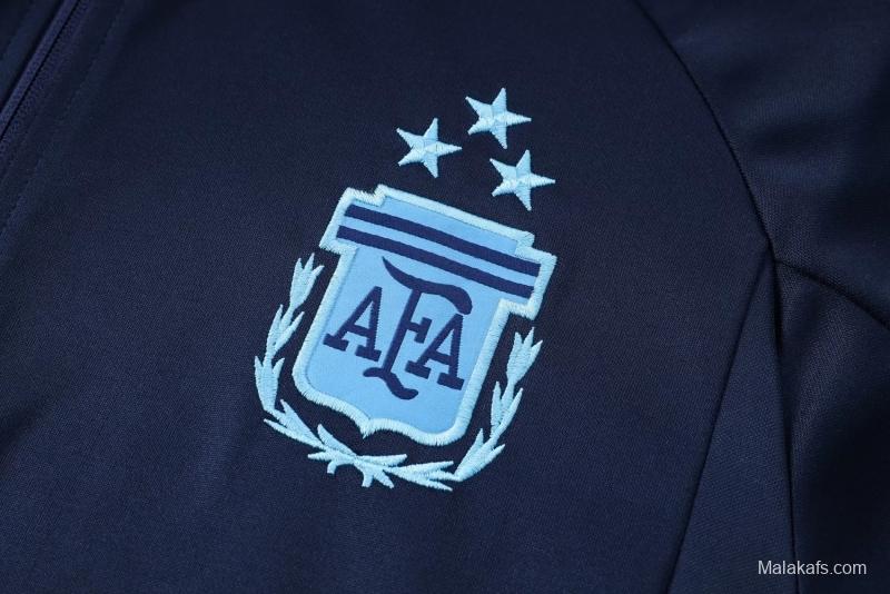 Argentina - 3 estrellas - Navy Blue Full Zipper Tracksuit