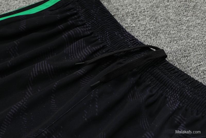 23-24 Real Madrid Black Green Pattern Short Sleeve+Shorts