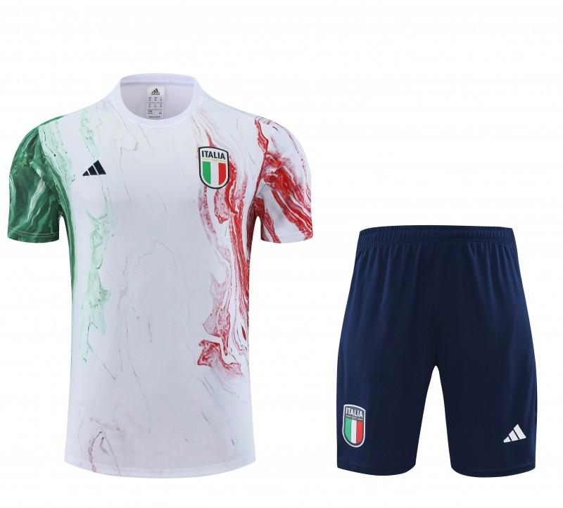 2023 Italy FIGC White Short Sleeve+Shorts