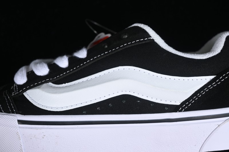 Vans Classics Knu Skool Coca-Cola Collaboration Black White Embroidery Chunky Tongue Sneakers - VN0009QC6BTI