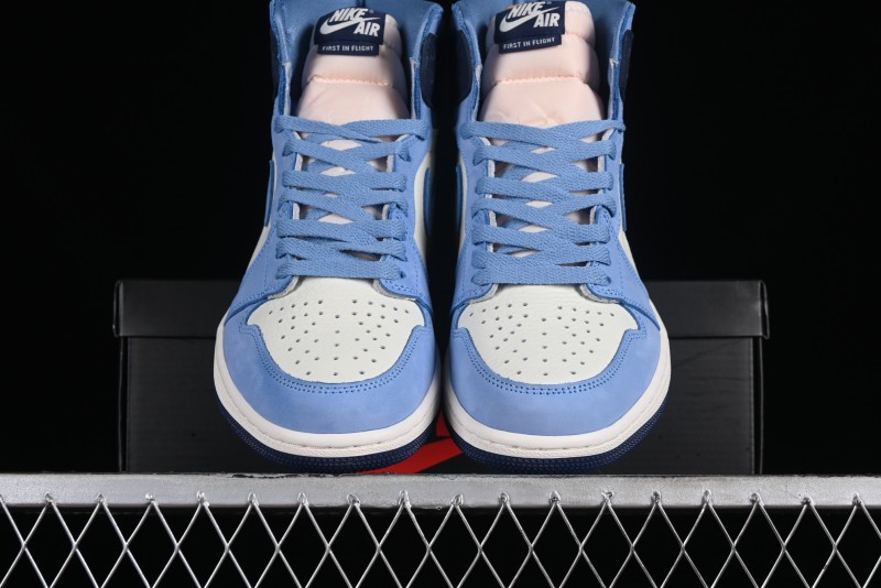 Nike Air Jordan 1 High OG "First in Flight" Basketball Shoes with UNC Blue and Yellow Accents - FD2596-400