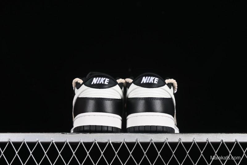 Nike Dunk Low SB Deconstructed Lace-Up Casual Sneakers with Scottish Plaid and Hemp Rope Design - DD1391-100
