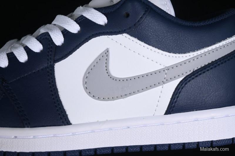 Nike Air Jordan 1 Low AJ1 White Blue Grey Low Top Lifestyle Basketball Shoes - 553558-141