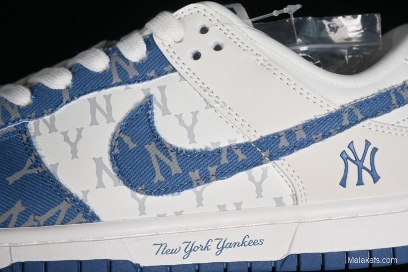 Nike SB Dunk Low MLB Collaboration - Blue Denim Anniversary Custom Low-Top Casual Sneakers - DQ1098-348