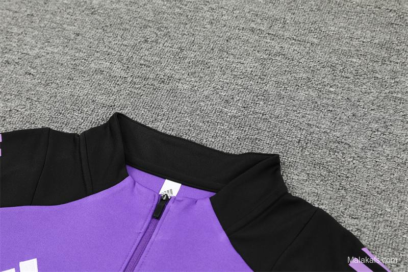 2024 Germany Purple Half Zipper Jacket+Long Pants