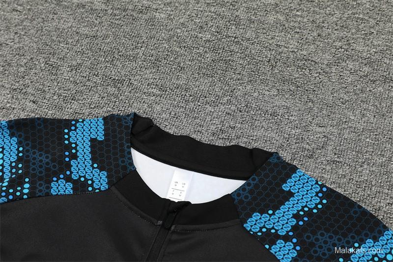 24/25 Napoli Black/Blue Half Zipper Jacket+Long Pants