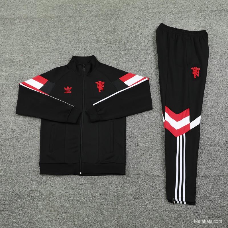 24/25 Manchester United Black Full Zipper Jacket +Long Pants