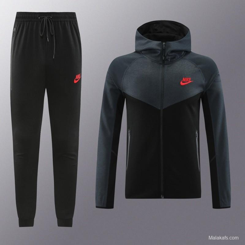 2024 Nike Grey/Black Full Zipper Jacket +Long Pants