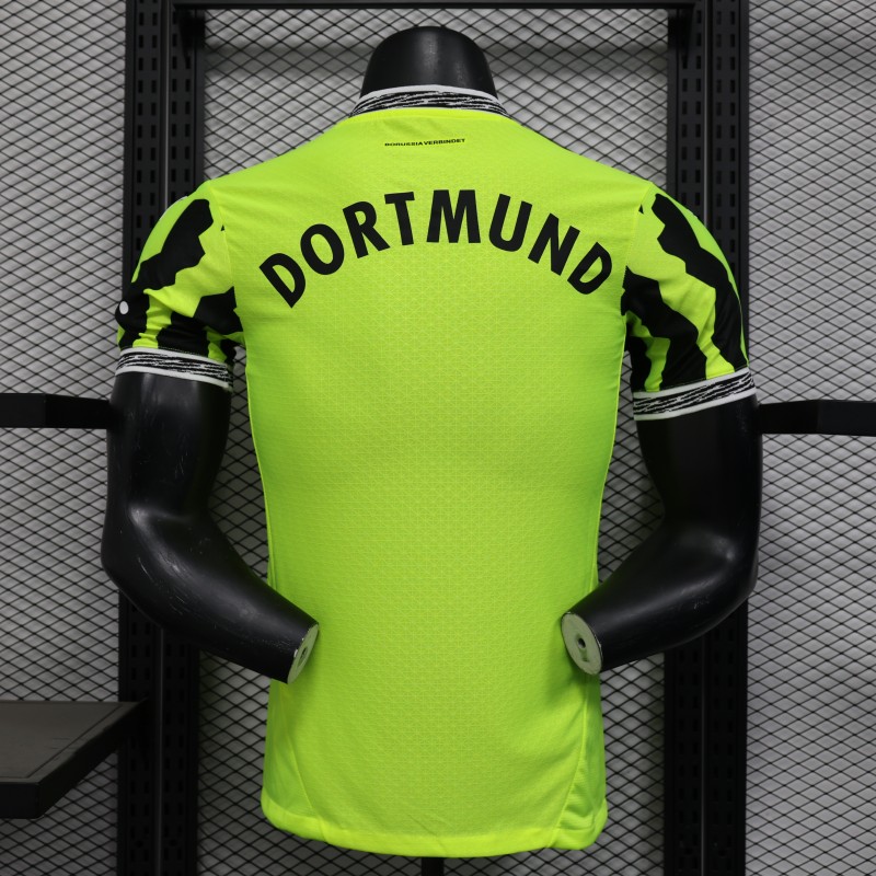 Player Version Borussia Dortmund 25/26 Neon Green Home Jersey with 1&1 Sponsor