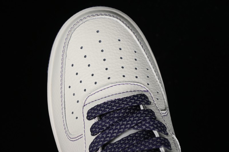 Stussy x Nike Air Force 1 '07 Low Retro Casual Sneakers with Reflective Military Purple - UN1635-222