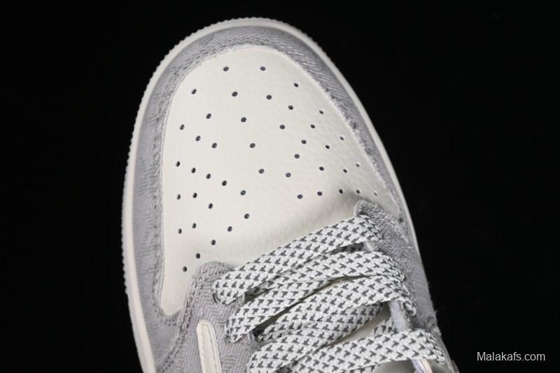 Nike Travis Scott x Fragment Design x Jordan Air Jordan 1 Low OG SP AJ1 LV Grey Denim Culture Casual Sneakers - LJ5188-004