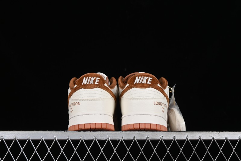 Nike SB Dunk Low LV Collaboration - Chocolate Anniversary High-End Custom Low-Top Casual Skate Shoes - FC1688-133
