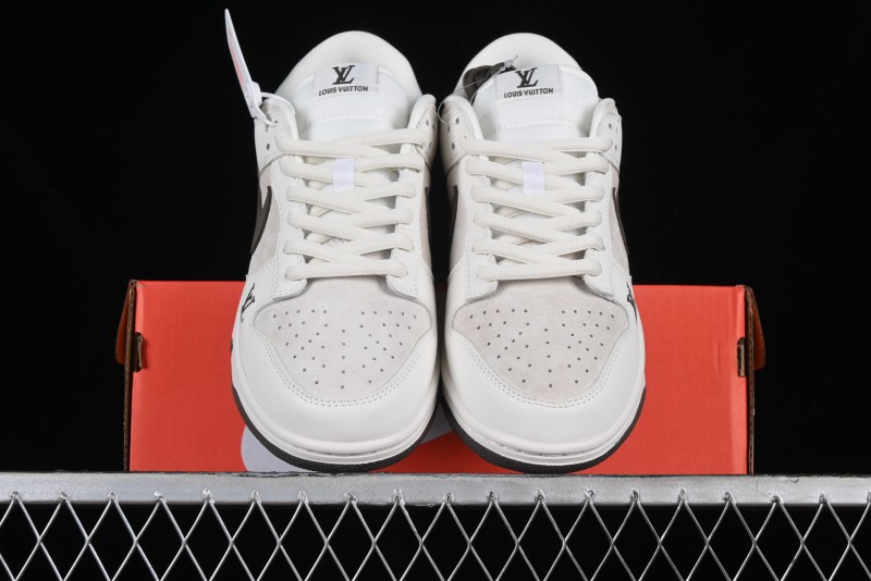 Nike SB Dunk Low LV Collaboration Anniversary Edition Premium Custom Suede Brown Swoosh Low-Top Casual Skate Shoes - LV6188-001
