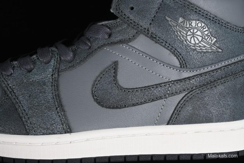 Nike Air Jordan 1 Mid Basketball Shoes in Space Gray - FJ3448-001