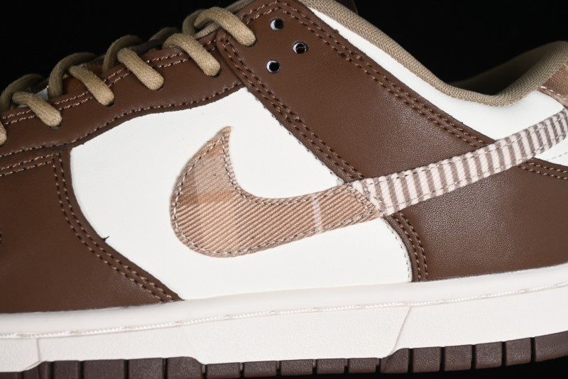 Nike Dunk Low SB White Brown Plaid Casual Skate Shoes - FV3653-191