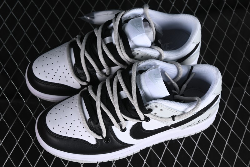 Nike Dunk Low Leather Letter High Street Deconstructed Black Grey SB Strap Low Top Casual Sneakers - DV0831-101