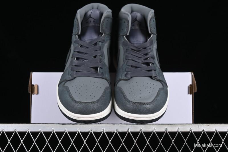 Nike Air Jordan 1 Mid Basketball Shoes in Space Gray - FJ3448-001