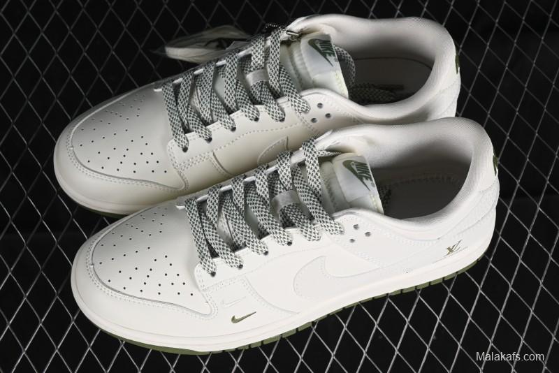 Nike SB Dunk Low LV Collaboration - Beige Green Luxury Custom Low-Top Casual Sneakers - XX2025-318