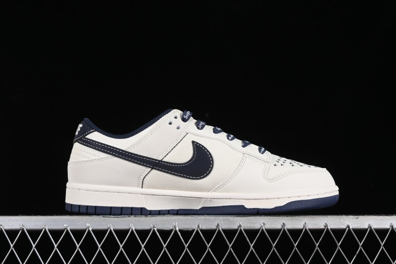 Nike SB Dunk Low Supreme Collaboration - Dark Blue Canvas Anniversary High-End Custom Low-Top Casual Skate Shoes - BB6698-511