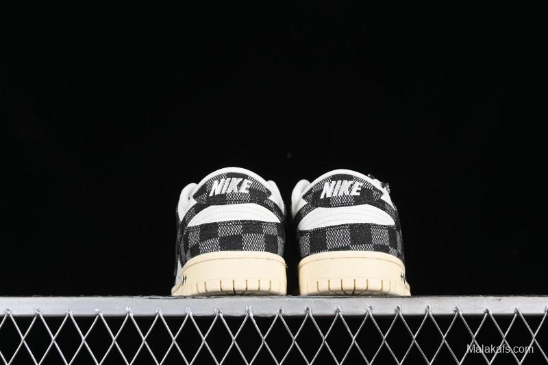 Nike SB Dunk Low LV Collaboration - Black Checkerboard Anniversary Custom Low-Top Casual Skate Shoes - XB3802-353