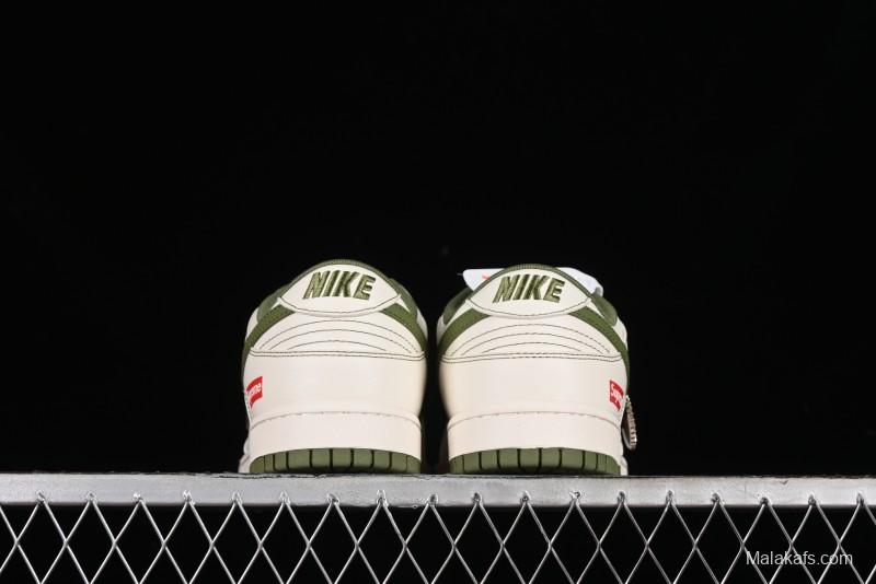Nike SB Dunk Low Supreme Collaboration - Military Green Double Swoosh Anniversary Custom Low-Top Casual Sneakers - XX2025-319