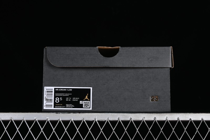 Nike Air Jordan 1 Low AJ1 Black Gold Hook Casual Sneakers - 553558-071