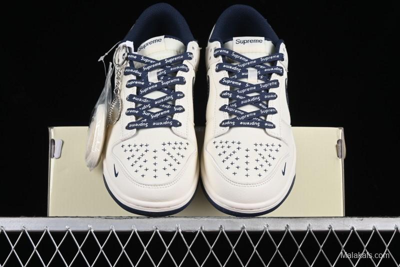 Nike SB Dunk Low Supreme Collaboration - Dark Blue Canvas Anniversary High-End Custom Low-Top Casual Skate Shoes - BB6698-511