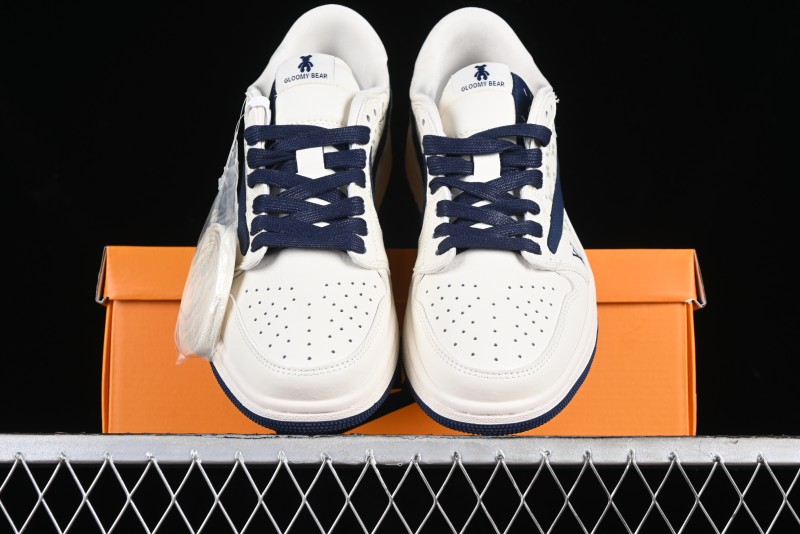 Nike Travis Scott x Fragment Design x Air Jordan 1 Low OG SP AJ1 LV Collaboration Light Blue Violent Bear Low-top Casual Sneakers - SJ2068-100