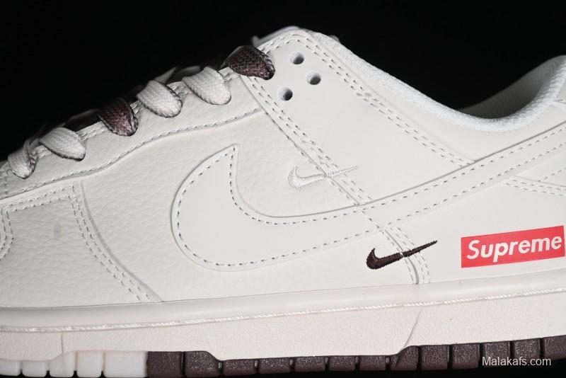Nike SB Dunk Low Supreme Collaboration - White Brown Two-Tone Anniversary High-End Custom Low-Top Casual Sneakers - BB8657-106
