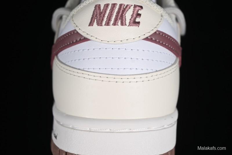 Nike Dunk Low Next Nature SB Lace-Up Low-Top Casual Sneakers in Cream Dark Brown - DD1873-103