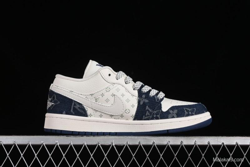 Nike Air Jordan 1 Low LV Collaboration - Light Blue Retro Casual Sneakers - SJ9950-003