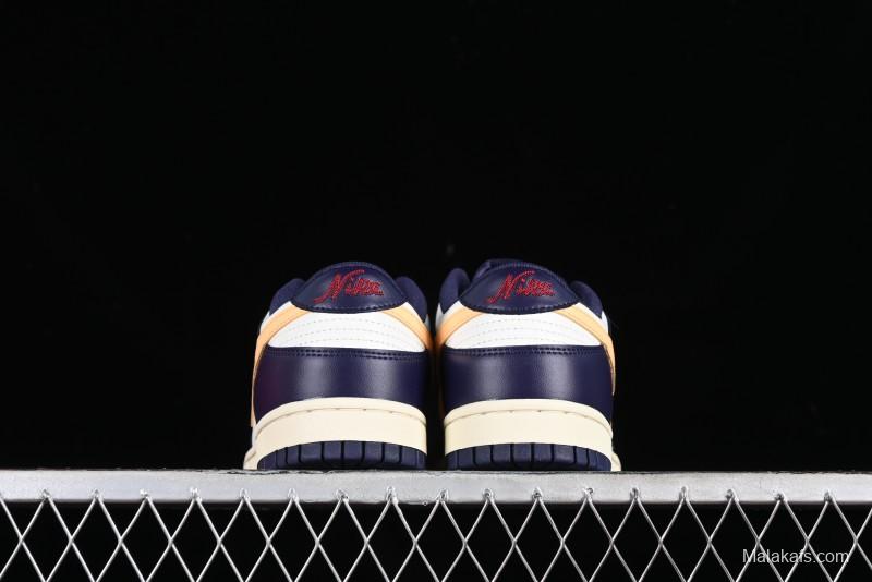 Nike Dunk Low Retro SB Skateboarding Shoes in Navy Blue with Purple Gold White Colorway - FV8106-181