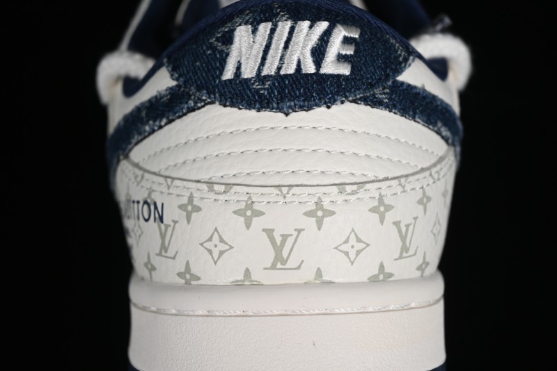 Nike SB Dunk Low LV Collaboration - Light Blue Check Print Anniversary High-End Custom Low-Top Casual Sneakers - SJ2068-249