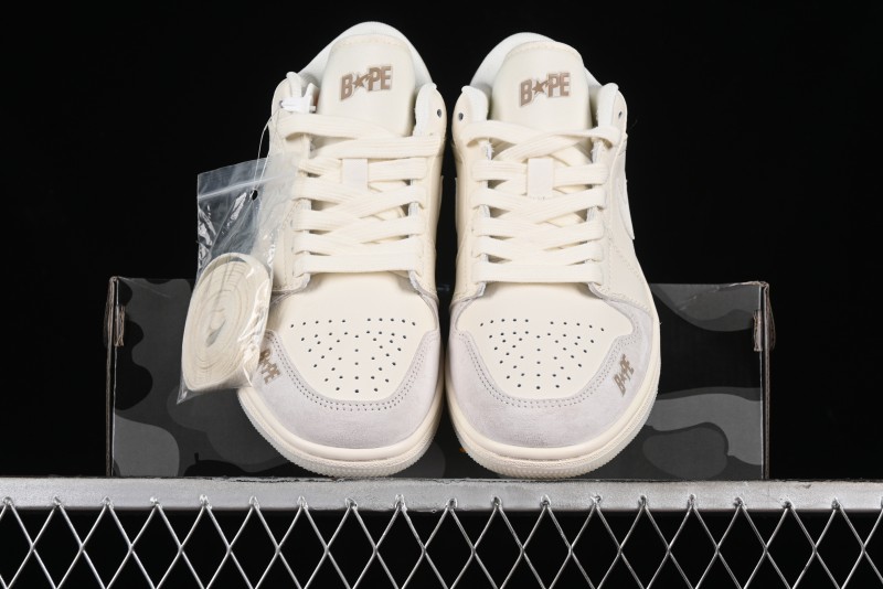 Nike Air Jordan 1 Low AJ1 Bape Collaboration - Pig Eight Patchwork Custom High-End Low-Top Basketball Shoes - LJ6688-002