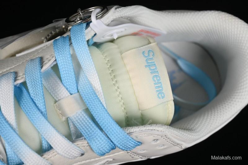 Nike SB Dunk Low Supreme Collaboration - Light Blue Double Swoosh Anniversary Customized Low-Top Casual Sneakers - BB8675-108