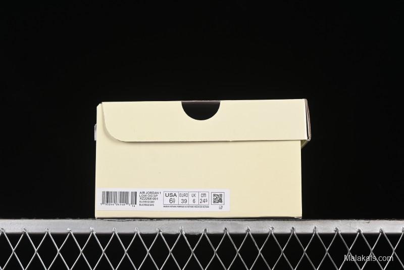 Nike Travis Scott x Fragment Design x Air Jordan 1 Low OG SP AJ1 Supreme Collaboration - Dark Blue Swoosh Low-Top Casual Sneakers - XZ2268-001