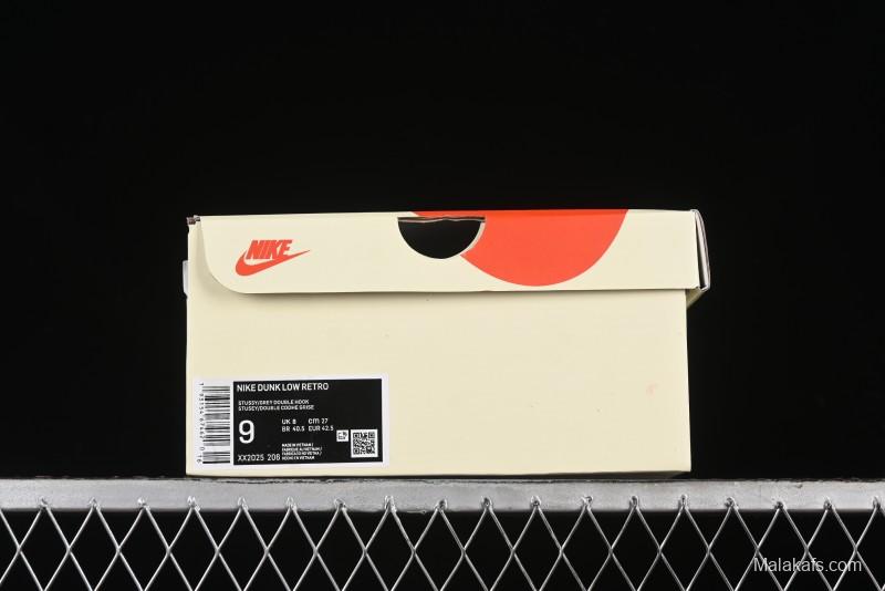 Nike SB Dunk Low Stussy Collaboration - White Grey Double Swoosh Anniversary High-End Custom Low-Top Casual Sneakers - XX2025-206