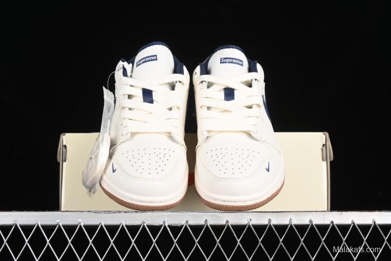 Nike Air Jordan 1 Low Supreme Collaboration Retro Basketball Shoes - WG8850-011