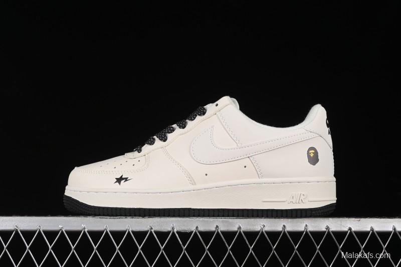 Nike Air Force 1 '07 Low Bape Collaboration - Black Beige Starry Sky Low Top Casual Sneakers - FG6688-103