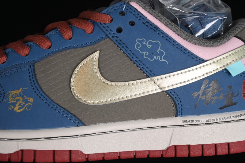 Nike Dunk Low Retro Deconstructed Casual Sneakers with Cloud and Dragon Patterns Inspired by Black Myth: Wukong Game - DV2433-109