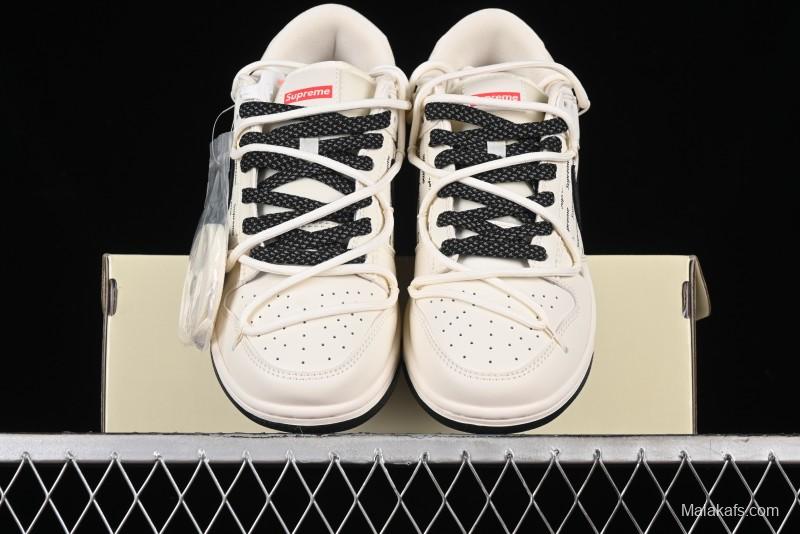 Nike SB Dunk Low Supreme Collaboration - Starry Night Black Engraving Anniversary High-End Custom Low-Top Casual Skate Shoes - JJ5688-108