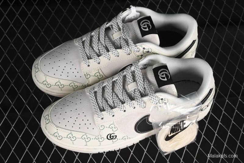 Nike SB Dunk Low Gucci Collaboration - Crystal Green Pattern Anniversary High-End Custom Low-Top Casual Sneakers - XY1688-104