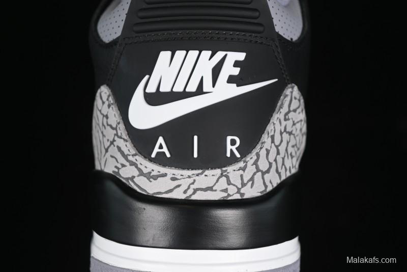 Nike Air Jordan 3 Retro Black Cement Sneakers with Visible Air Cushion - DN3707-010