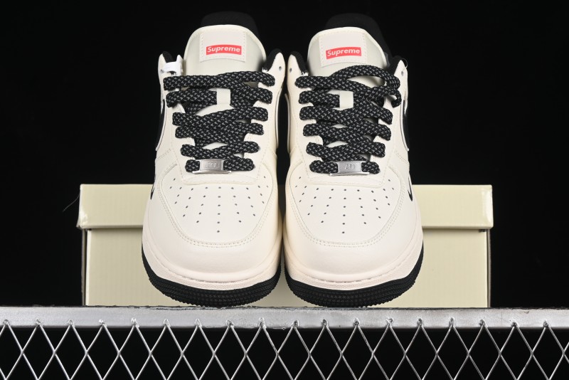 Nike Air Force 1 '07 Low Supreme Collaboration - Beige Black Starry Sneakers - XZ6188-013