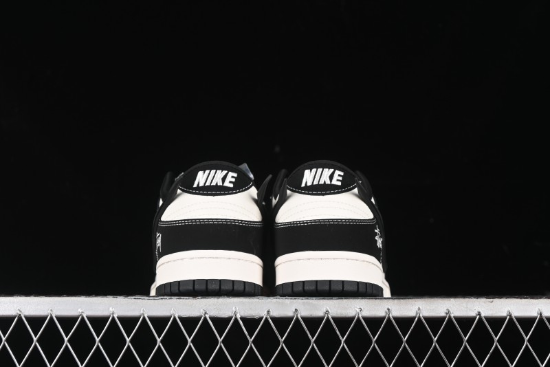 Nike SB Dunk Low x AMBUSH x Stussy Collaboration - Black Stitch Anniversary Custom Low-Top Casual Sneakers - XX2025-358