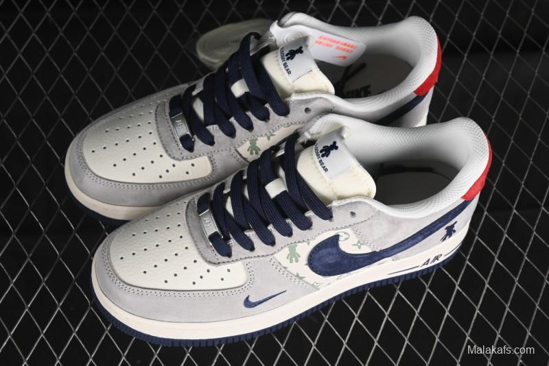 Nike Air Force 1 '07 Low Violent Bear Collaboration - Grey Blue Print Low-Top Casual Sneakers - SJ9188-001
