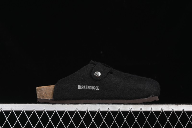 Birkenstock Half Open Toe Sandals with Smokeless Coal Wool Upper - G.D4