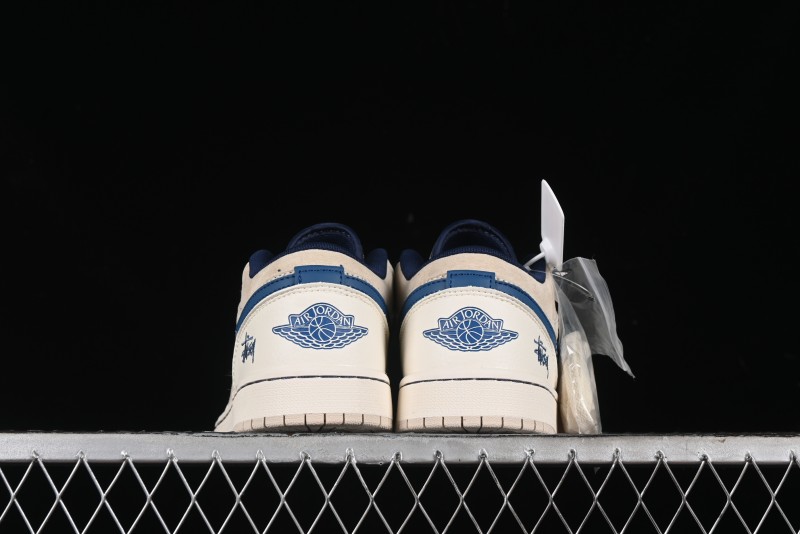 Nike Air Jordan 1 Low Stussy Collaboration - Light Beige Retro Basketball Shoes - SJ9950-027