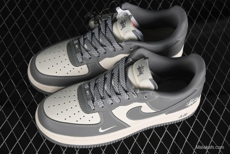 Nike Air Force 1 '07 Low Stussy Collaboration - Premium Gray Low-Top Casual Sneakers - BB5353-512