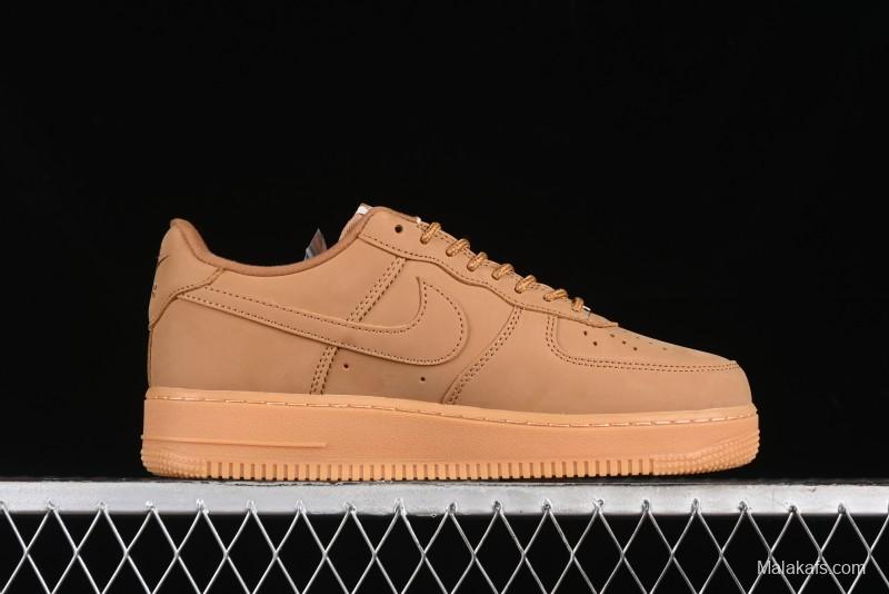 Nike Supreme x Air Force 1 Low Casual Sneakers in Wheat Suede with Full-Length Air Cushion - DN1555-200